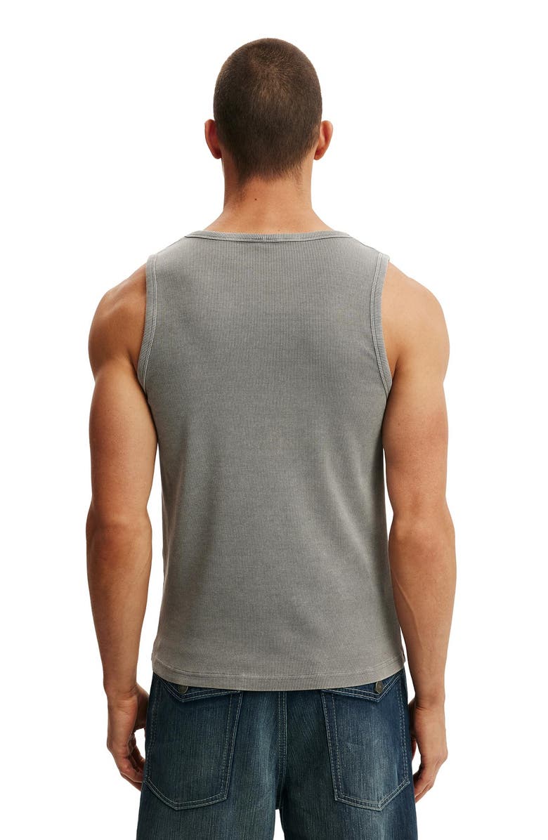 Cotton On Men's Rib Tank, Alternate, color, Slate Stone Wash