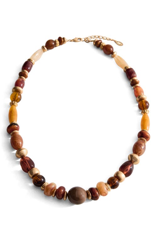 Mango Combined Beads Necklace In Brown