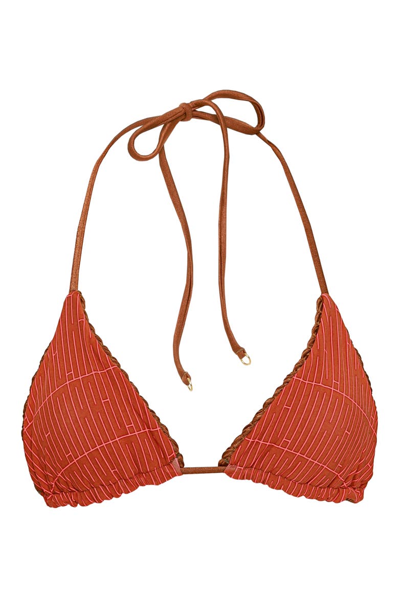 Golden Sand Balmy Smocked Triangle Bikini Top, Alternate, color, BROWN