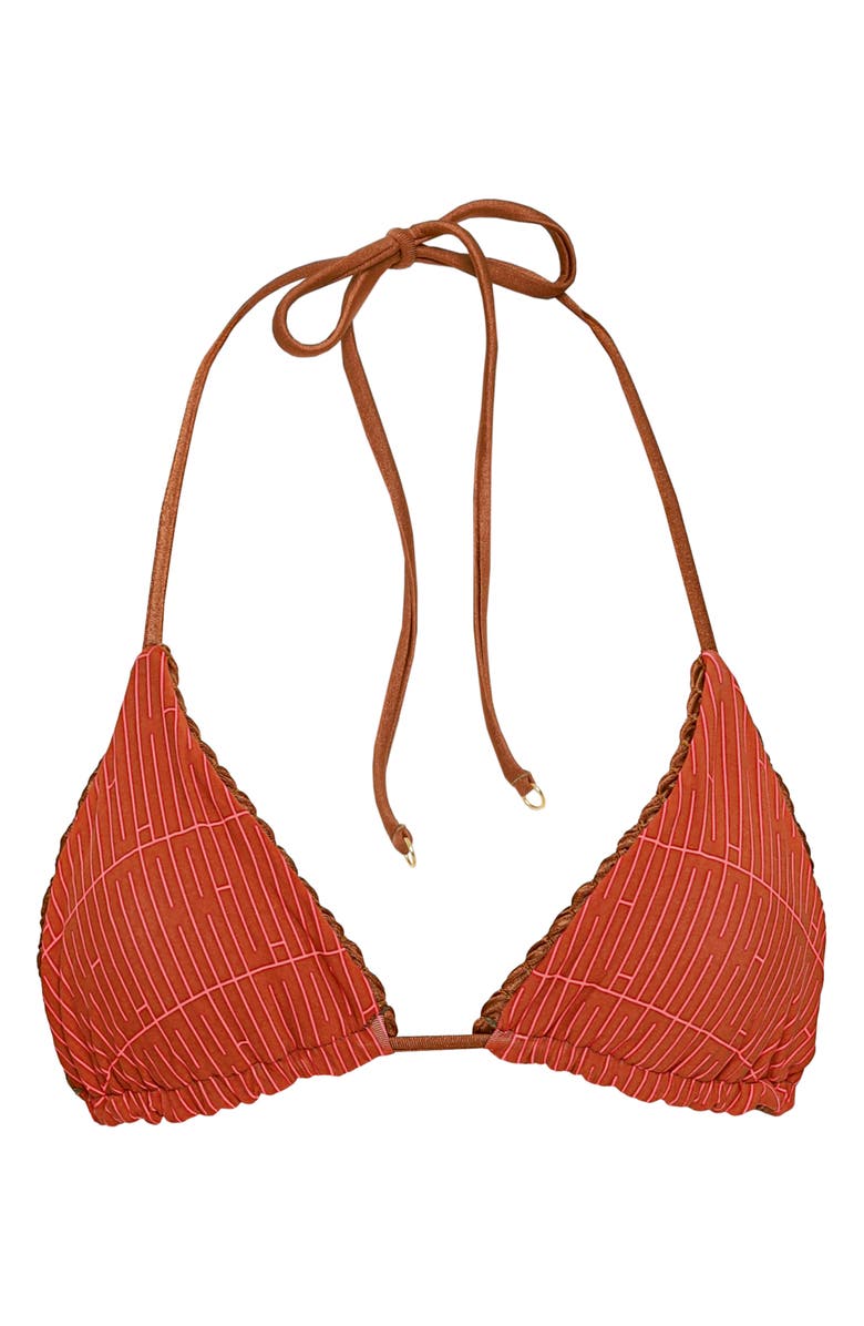 Maaji Golden Sand Balmy Smocked Triangle Bikini Top, Alternate, color, Brown