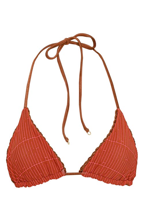Maaji Golden Sand Balmy Smocked Triangle Bikini Top In Brown