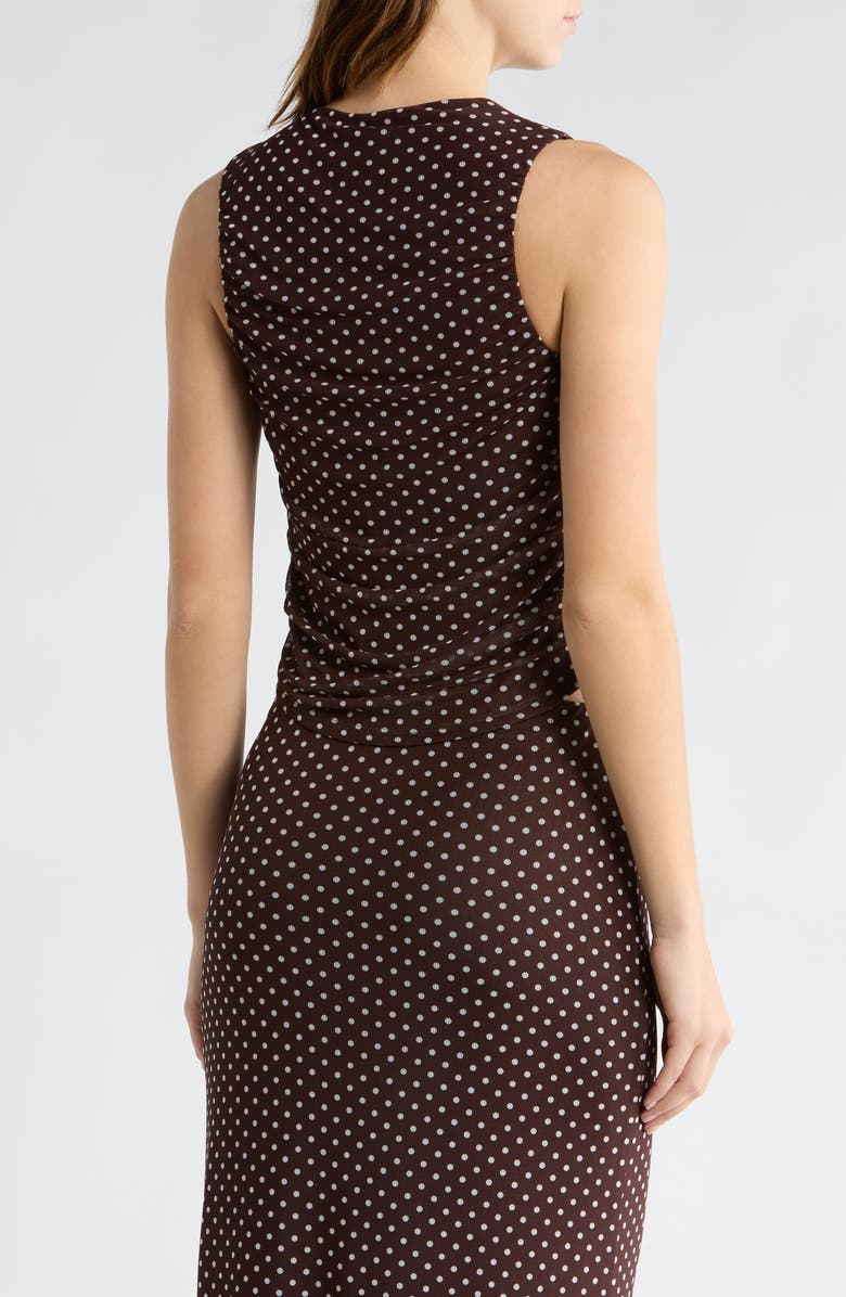 Leith Ruched Mesh Tank, Alternate, color, Brown- White Editor Dot