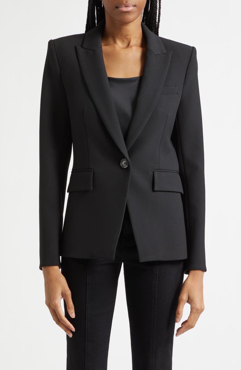 Veronica Beard Miller Stretch Crepe Dickey Jacket, Alternate, color, Black