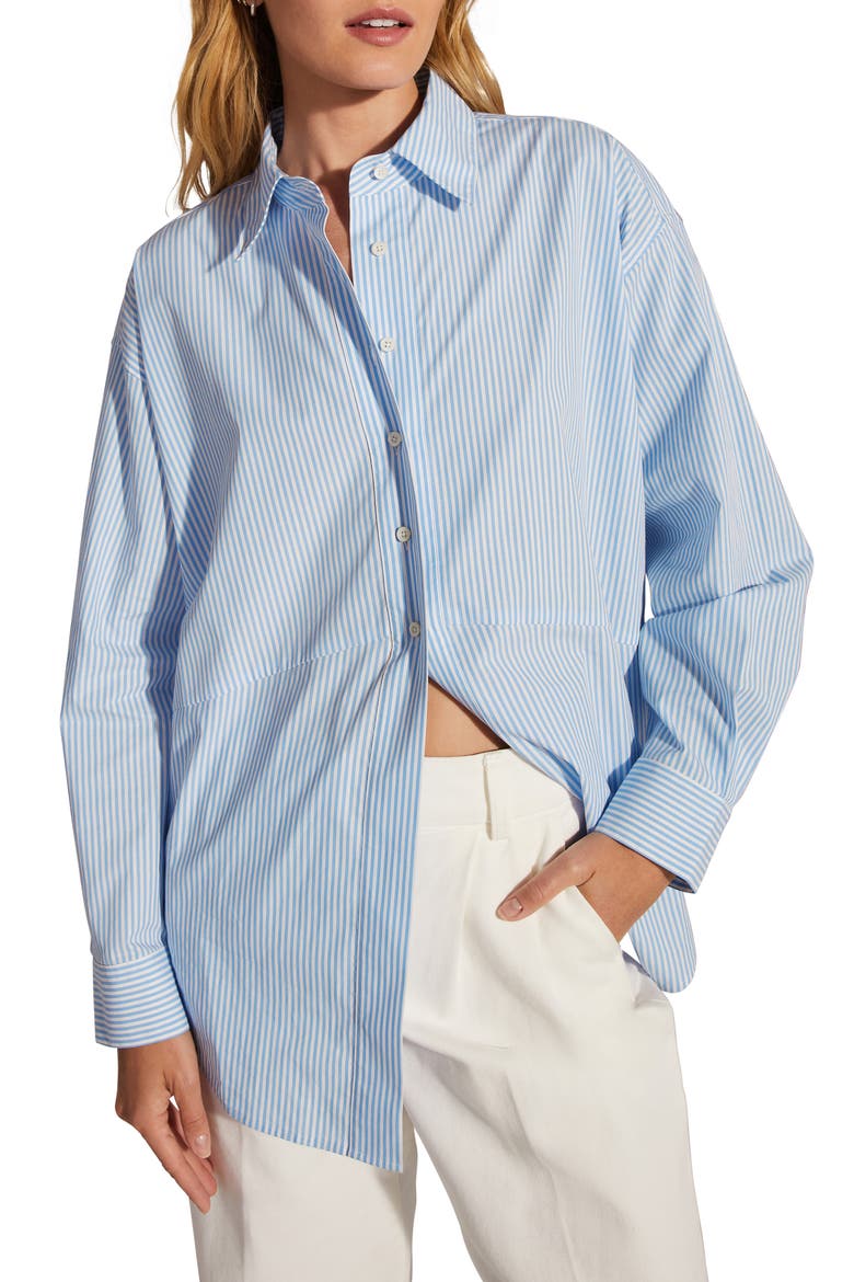 The Ex-Boyfriend Stripe Cotton Shirt, Main, color, PROVENCE STRIPE