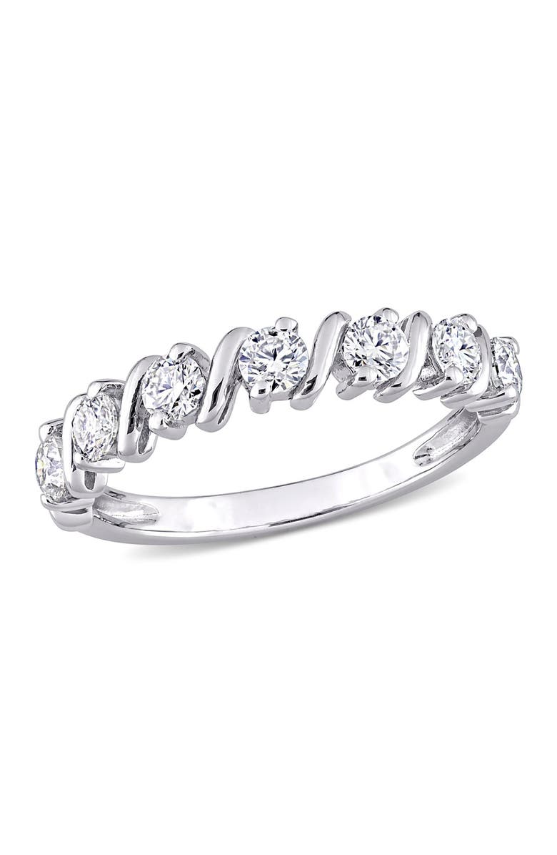 DELMAR Sterling Silver Created Moissanite Band Ring, Main, color, 