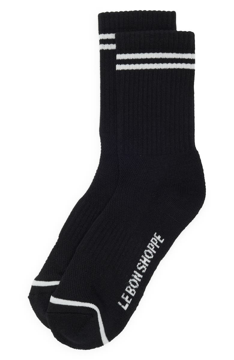 Le Bon Shoppe Boyfriend Crew Socks, Alternate, color, Noir
