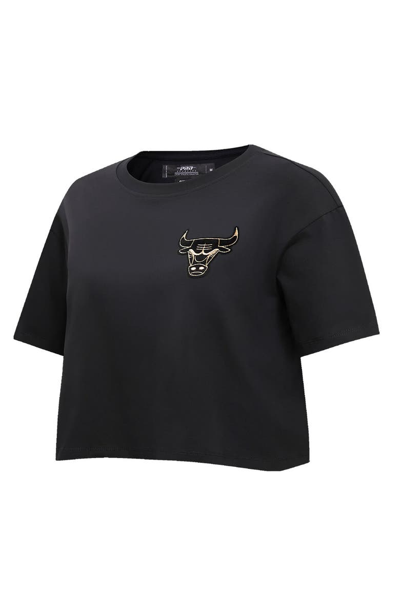 PRO STANDARD Women's Pro Standard Black Chicago Bulls Holiday Glam Boxy T-Shirt, Alternate, color, Black