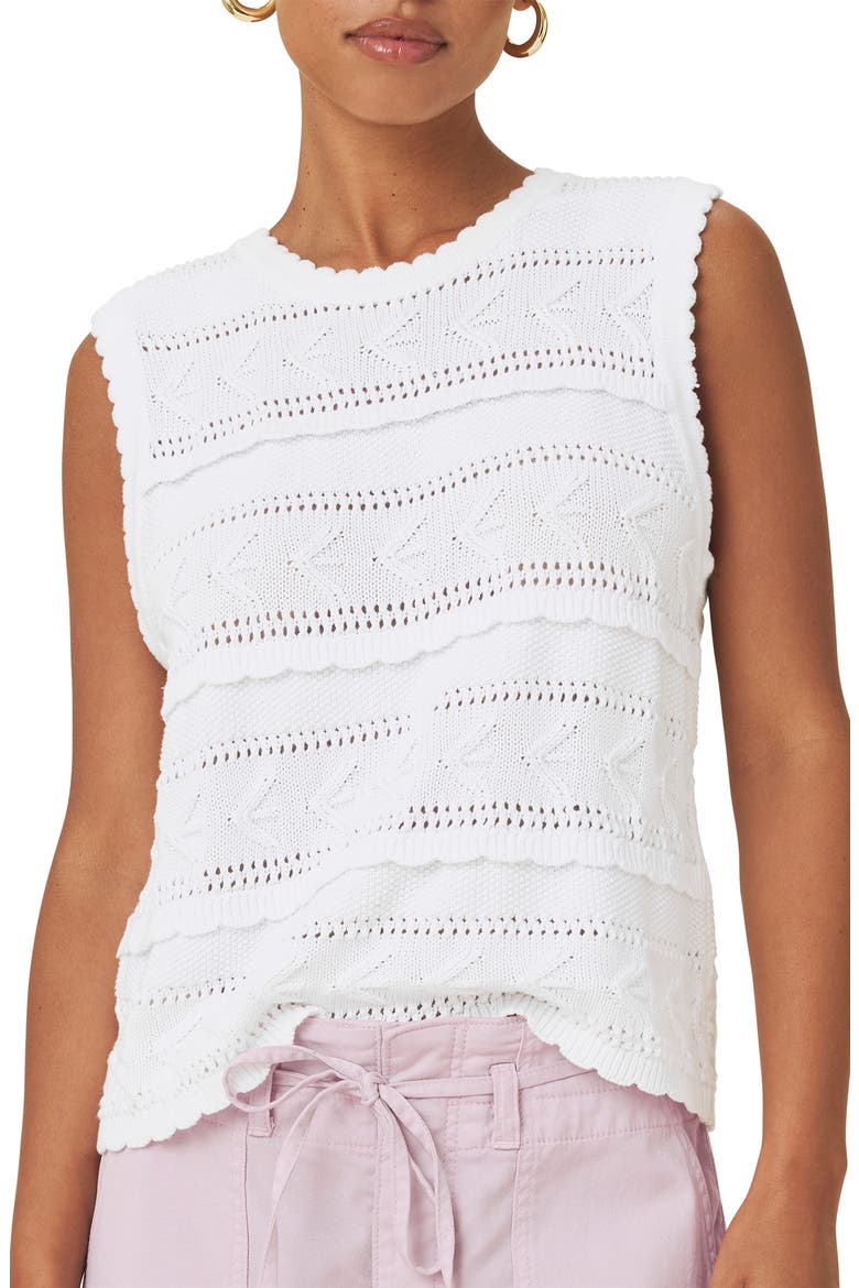 Giovanna Open Stitch Cotton Sweater Tank, Main, color, WHITE