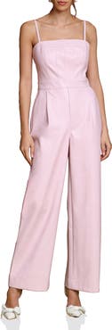 Avec Les Filles Wide Leg Faux Leather Jumpsuit