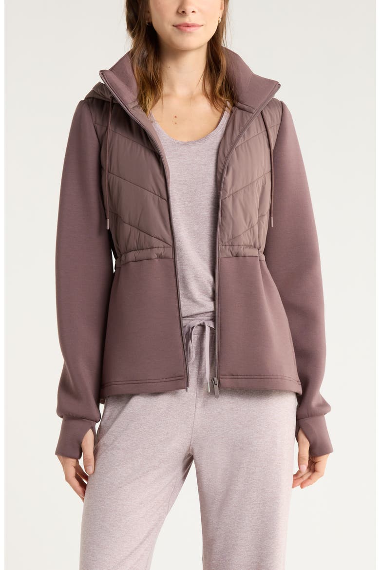 Quilted Scuba Knit Jacket, Main, color, GREY PLUM
