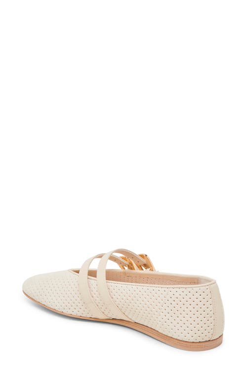 Dolce Vita Baylee Mary Jane Flat In Bone Perforated Suede