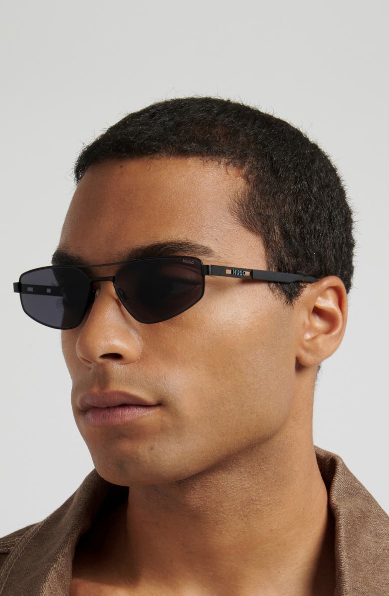 HUGO 58mm Rectangular Geometric Sunglasses, Alternate, color, 