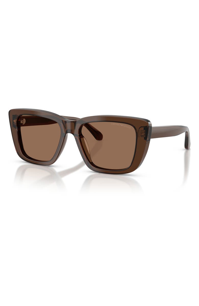 Emporio Armani 54mm Cat Eye Sunglasses, Alternate, color, Shiny Brown / Dark Brown