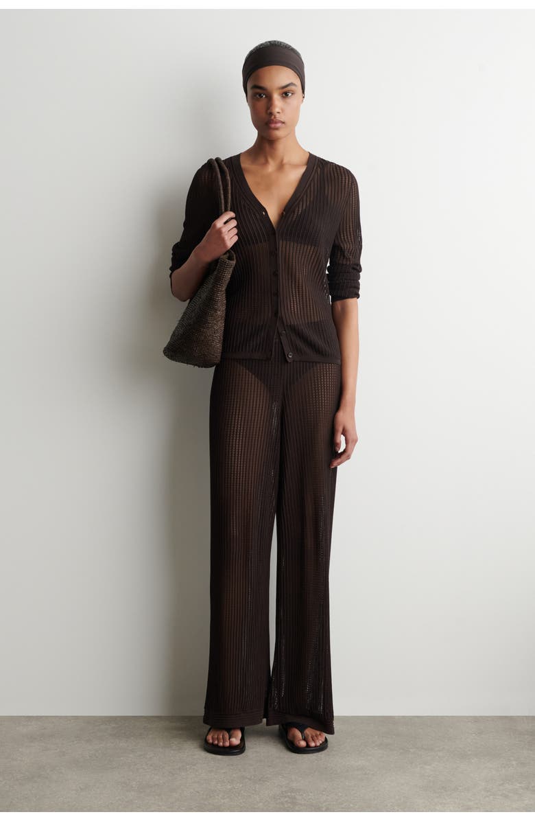 COS Ribbed Open-knit Trousers, Main, color, Brown