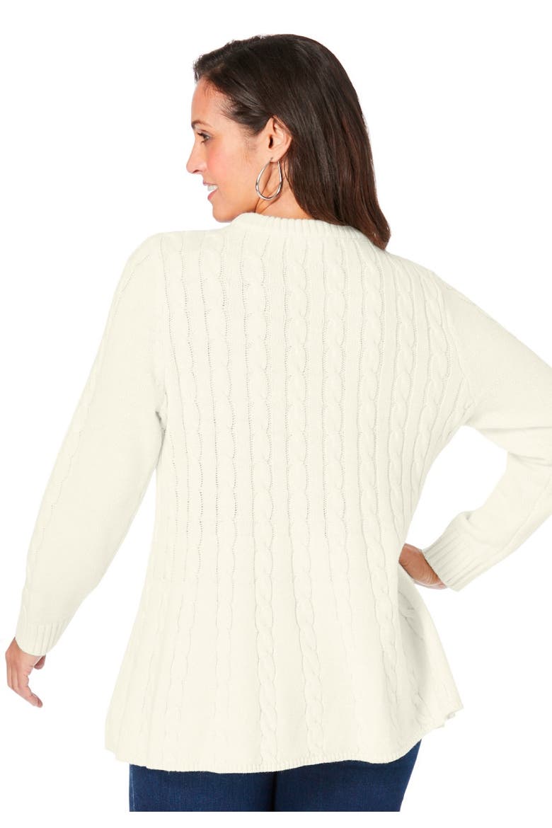 Cable Peplum (plus), Alternate, color, IVORY