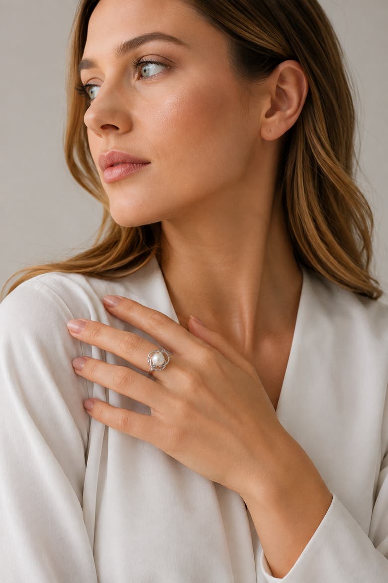 Akoya Pearl Lexi Ring, Alternate, color, White Gold