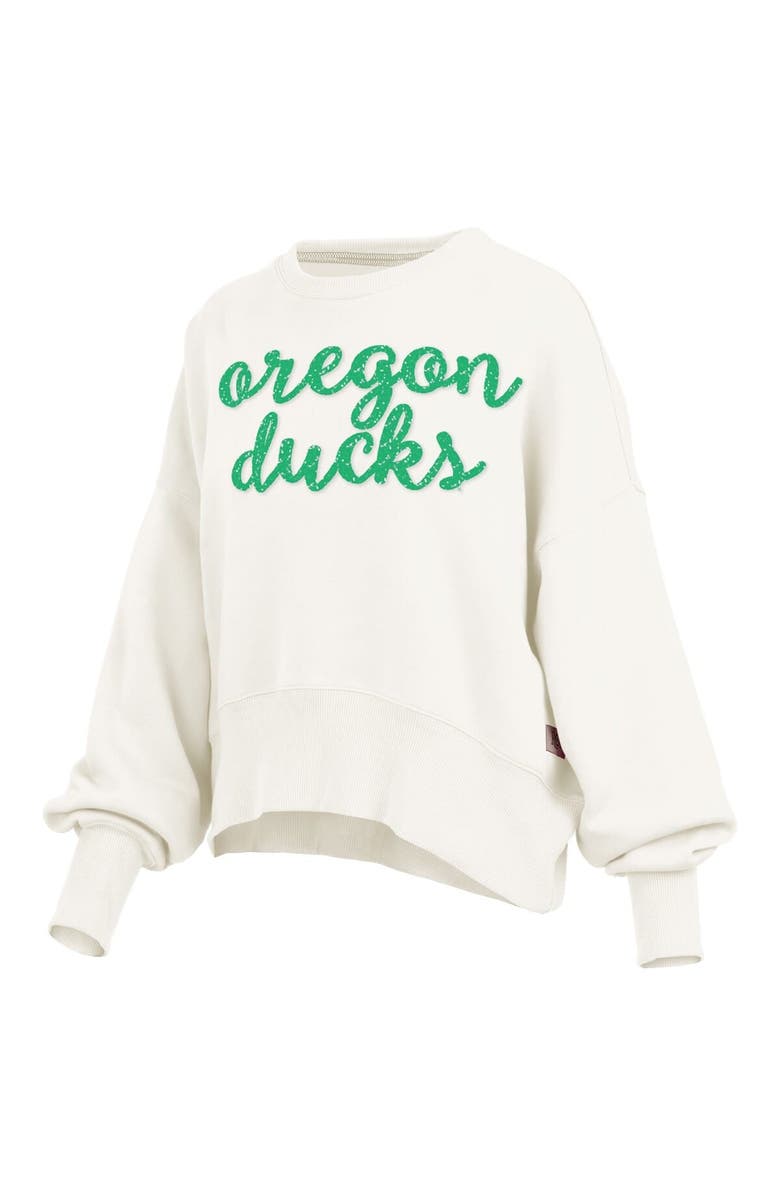 PRESSBOX Women's Pressbox Cream Oregon Ducks Oversized Chelsea Waist Length Pullover Sweatshirt, Alternate, color, Cream