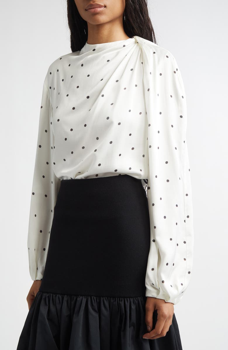 A.L.C. Blaire Polka Dot Top, Alternate, color, Cream/ Black