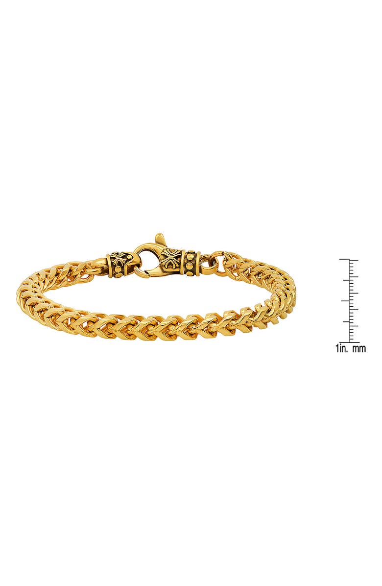 HMY JEWELRY Stainless Steel Wheat Chain Bracelet, Alternate, color, Yellow