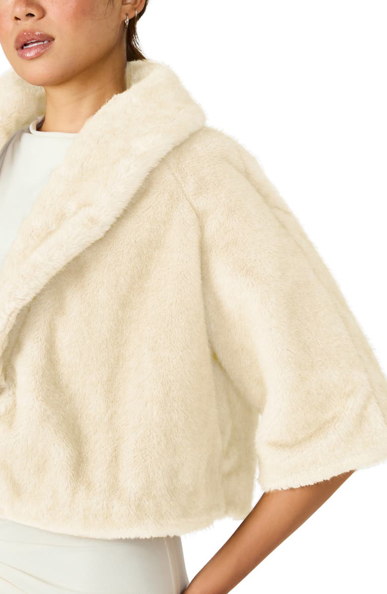 Steve Madden Hestia Crop Faux Fur Jacket, Alternate, color, Cream