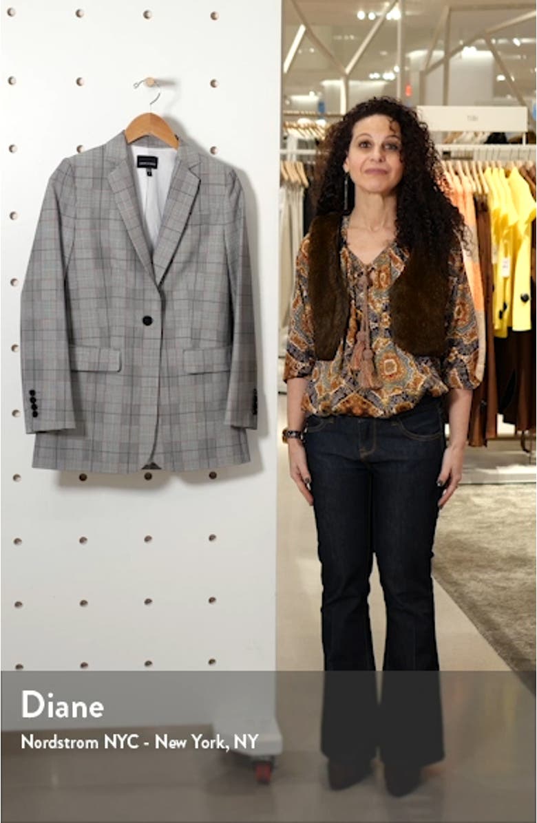 Pixel Windowpane Plaid One-Button Blazer, sales video thumbnail