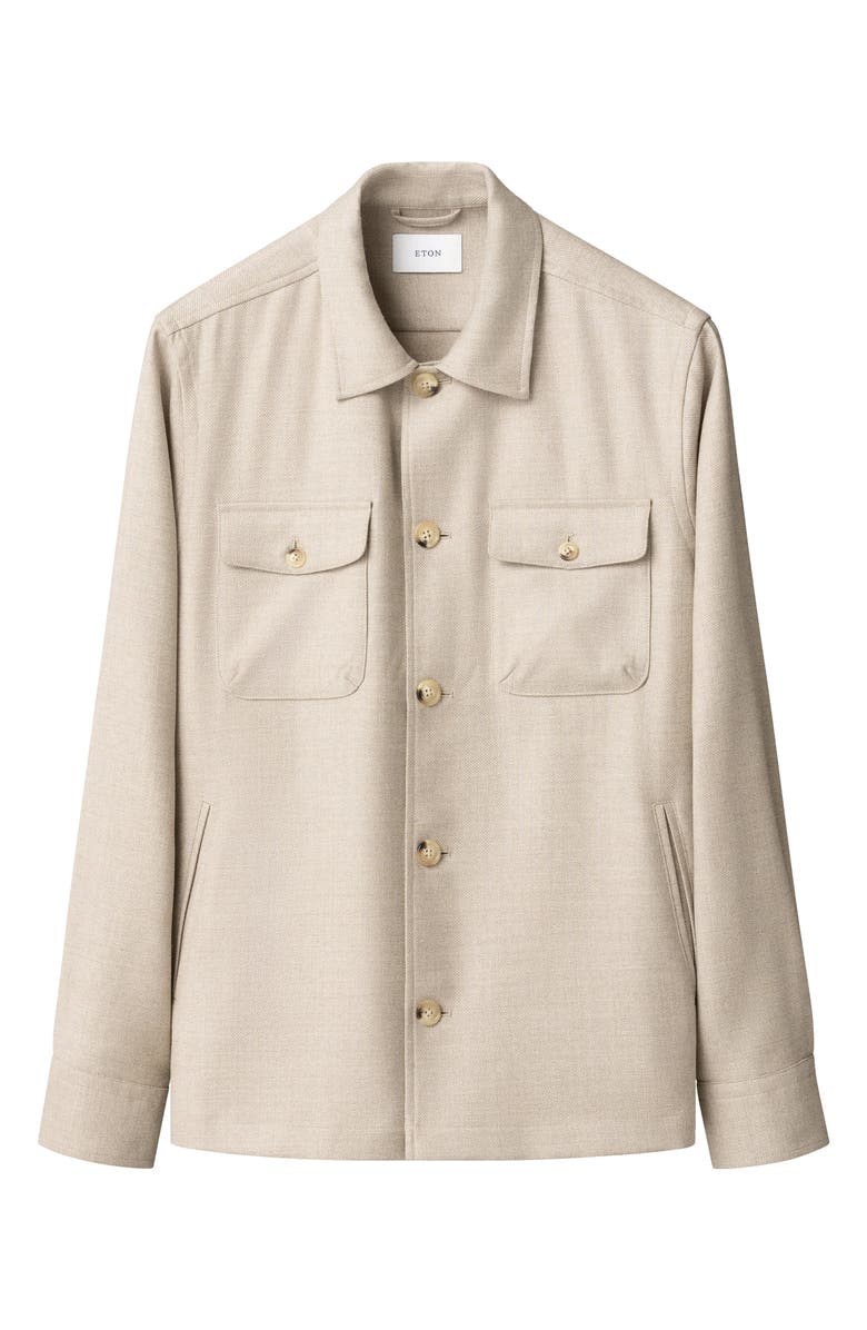 Eton Woven Wool & Cashmere Button-Up Overshirt, Alternate, color, Light Beige