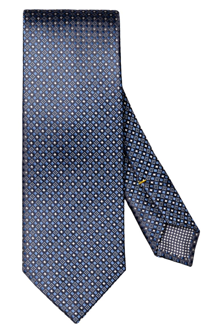 Neat Geometric Pattern Silk Tie, Main, color, NAVY