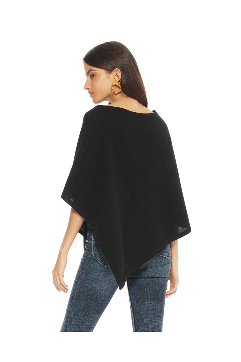 Pure Cashmere Capelet Poncho, Alternate, color, Black