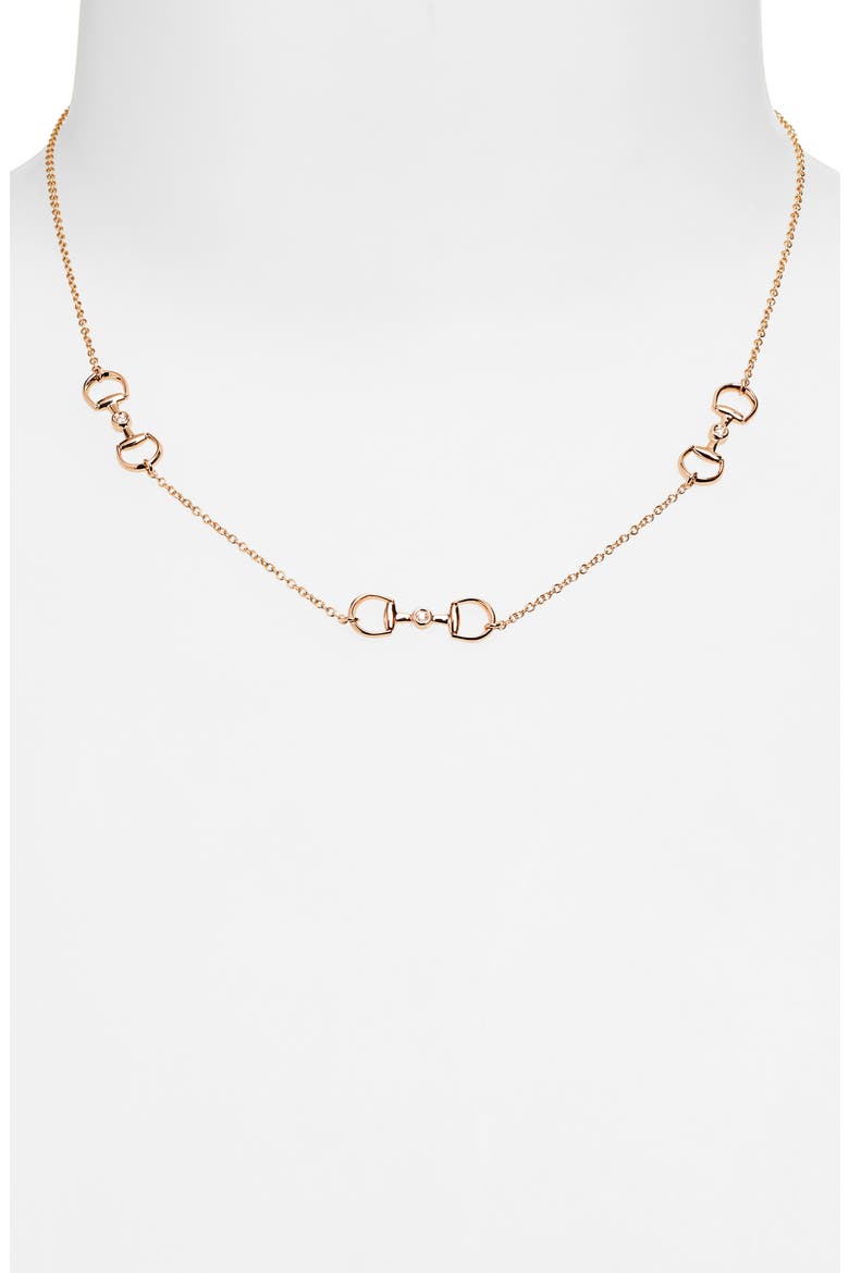 Diamond Horsebit Station Necklace, Alternate, color, ROSE GOLD