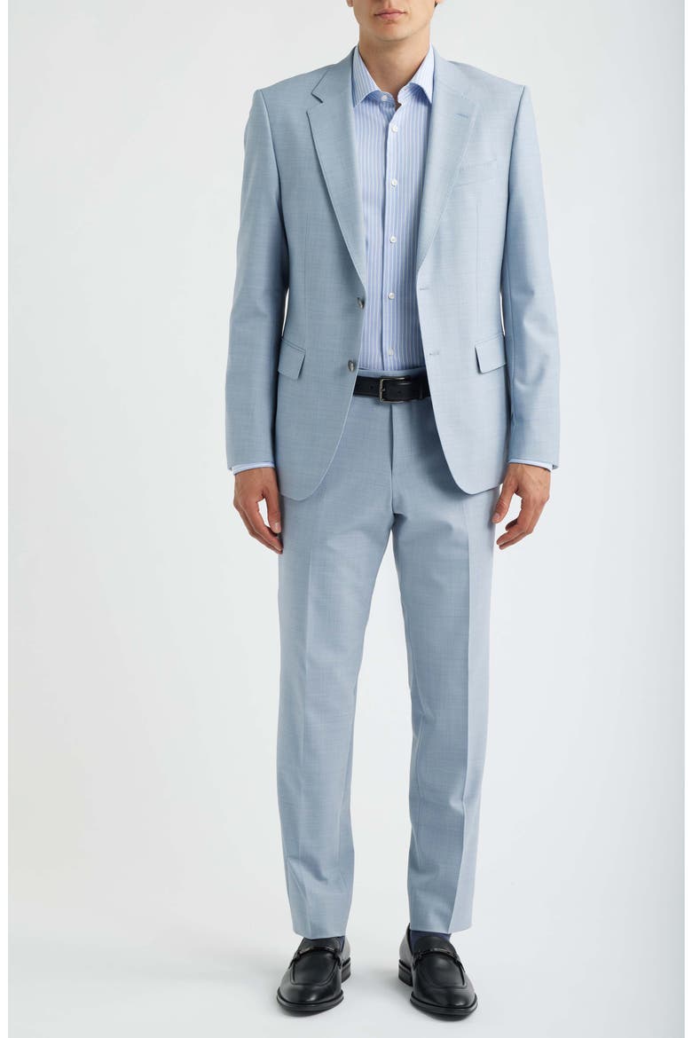 Huge Slim Fit Light Blue Mélange Suit, Main, color, BLUE