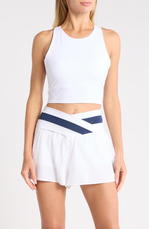 Lux LeBlanc High Neck Crop Tank