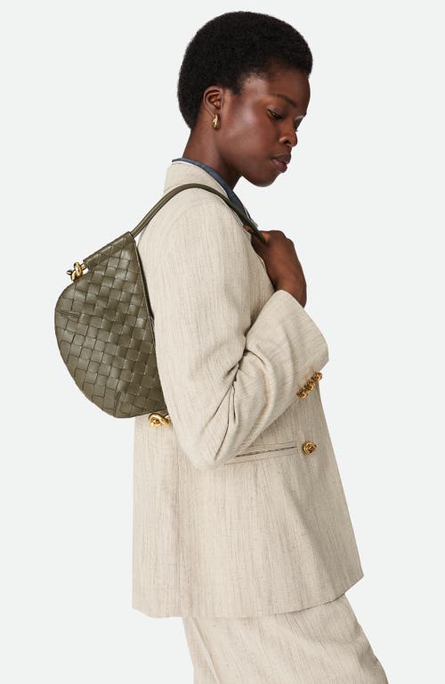Bottega Veneta Mini Solstice Intrecciato Leather Hobo Bag In Green