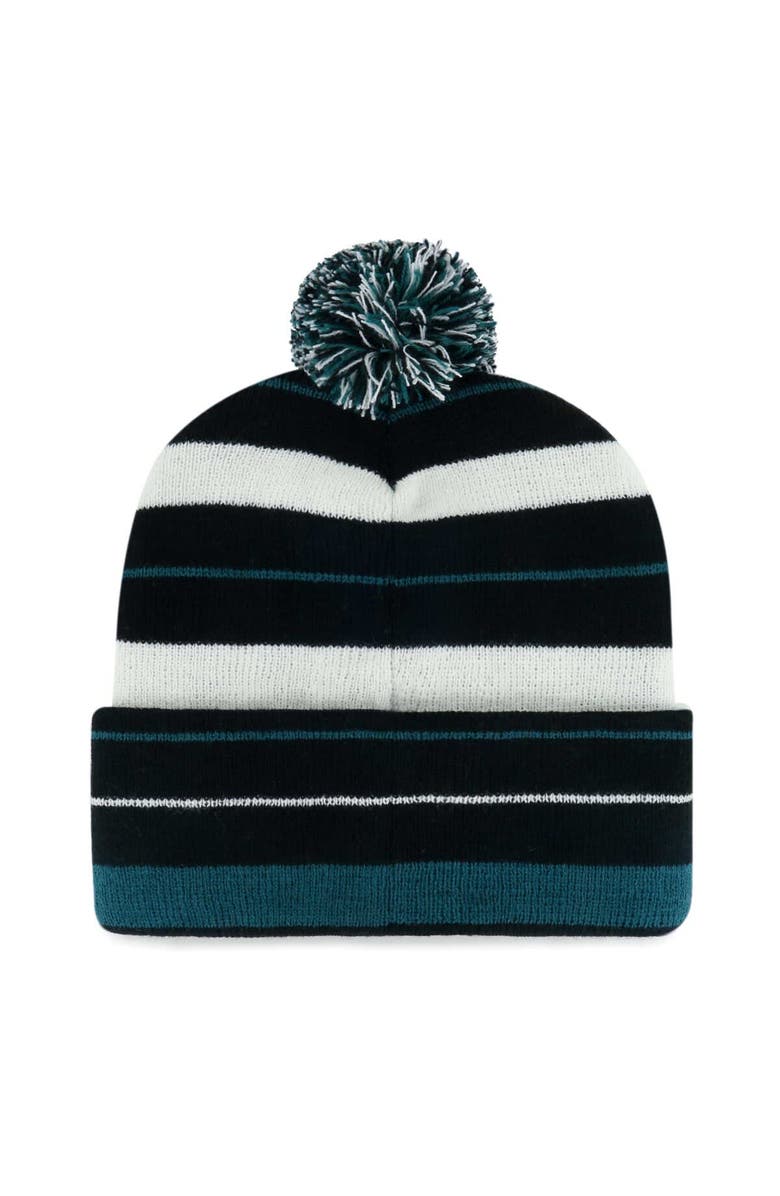 '47 Men's '47 Black Philadelphia Eagles Powerline Cuffed Knit Hat with Pom, Alternate, color,