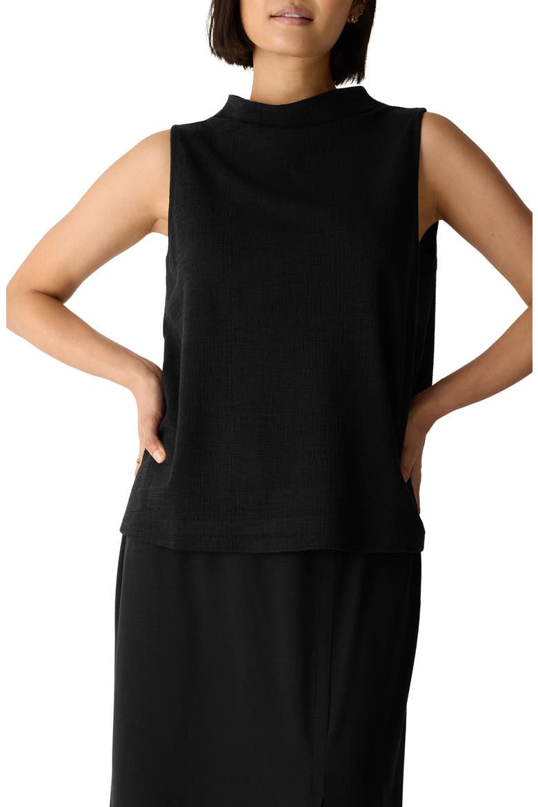 Funnel Neck Sleeveless Top, Main, color, BLACK