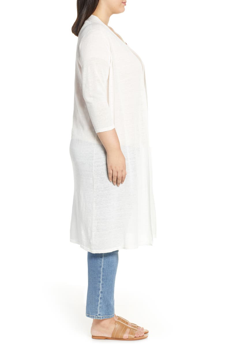 Eileen Fisher Long Organic Linen Blend Cardigan, Alternate, color, 