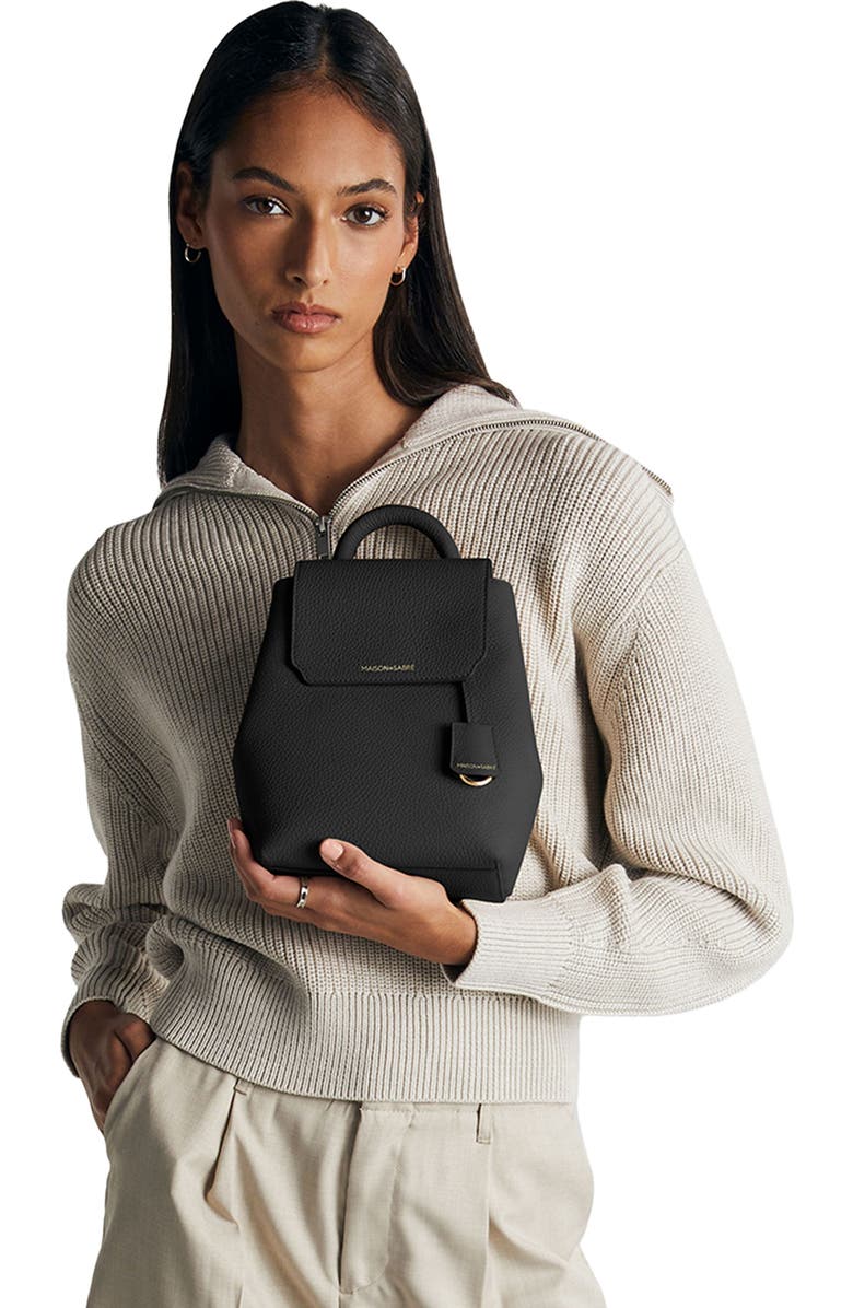 MAISON de SABRÉ Mini Soft Leather Backpack, Alternate, color, Black Caviar