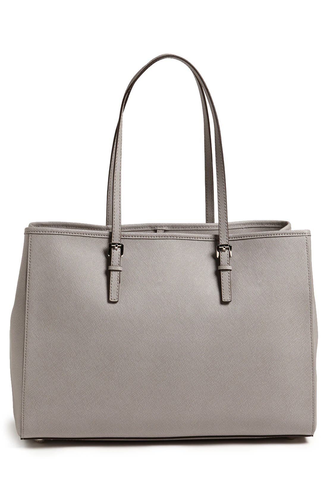 'Jet Set - Large' Saffiano Leather Tote, Alternate, color, PEARL GREY