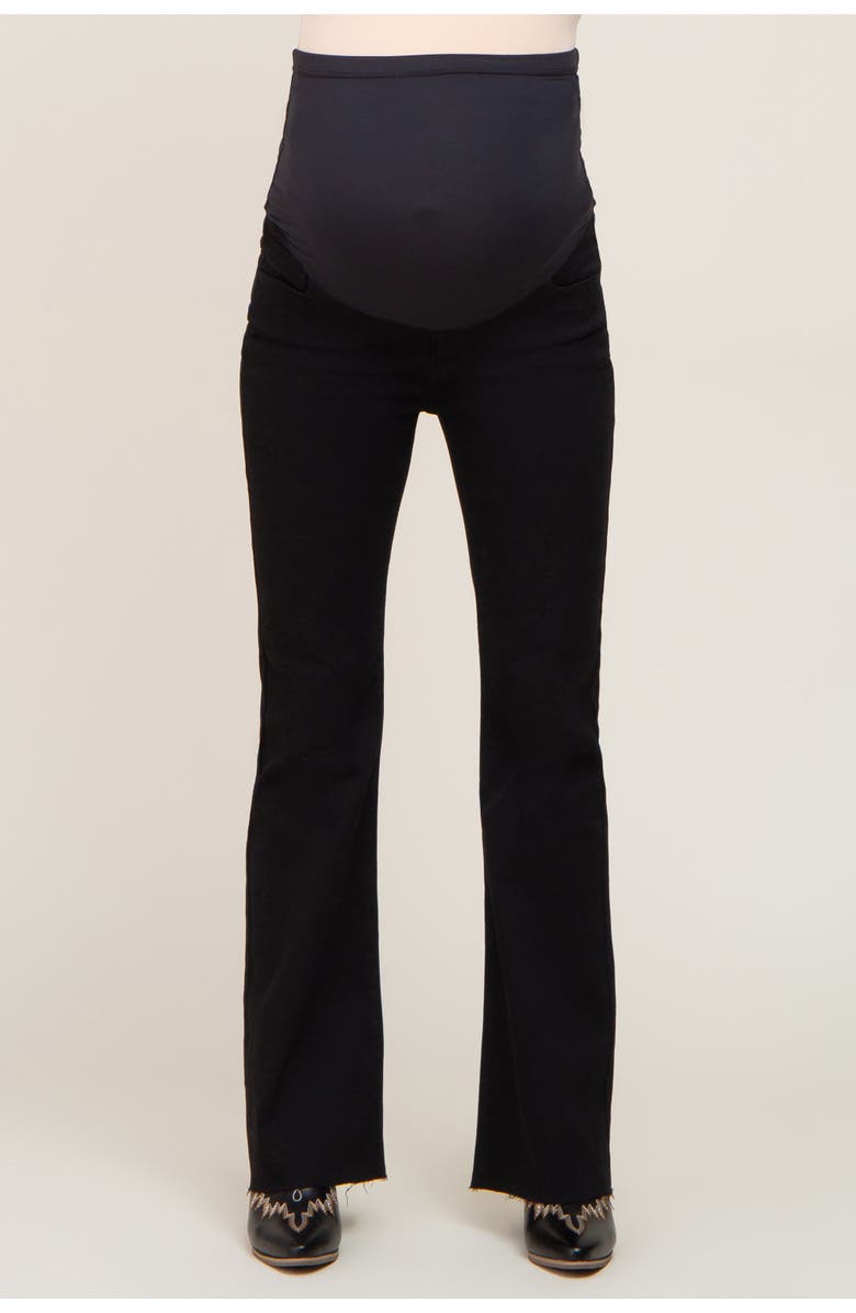 PinkBlush Flare Leg Raw Hem Maternity Jeans, Alternate, color, Black