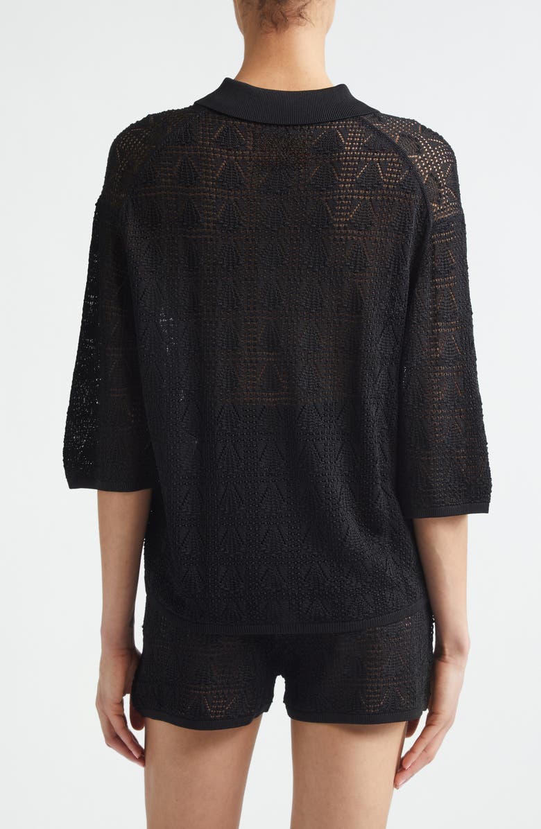 LOULOU DE SAISON Siani 3D Shell Knit Cardigan, Alternate, color, Black