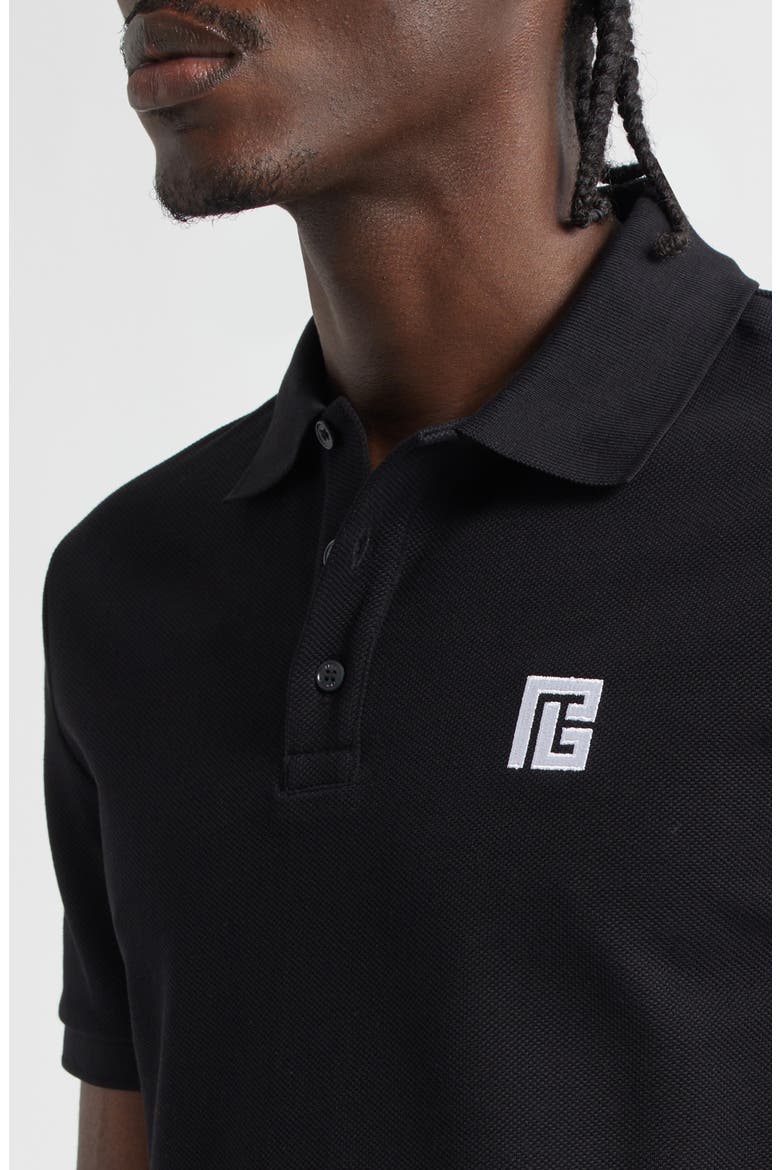 Embroidered Logo Cotton Polo, Alternate, color, EAB BLK/ WHITE
