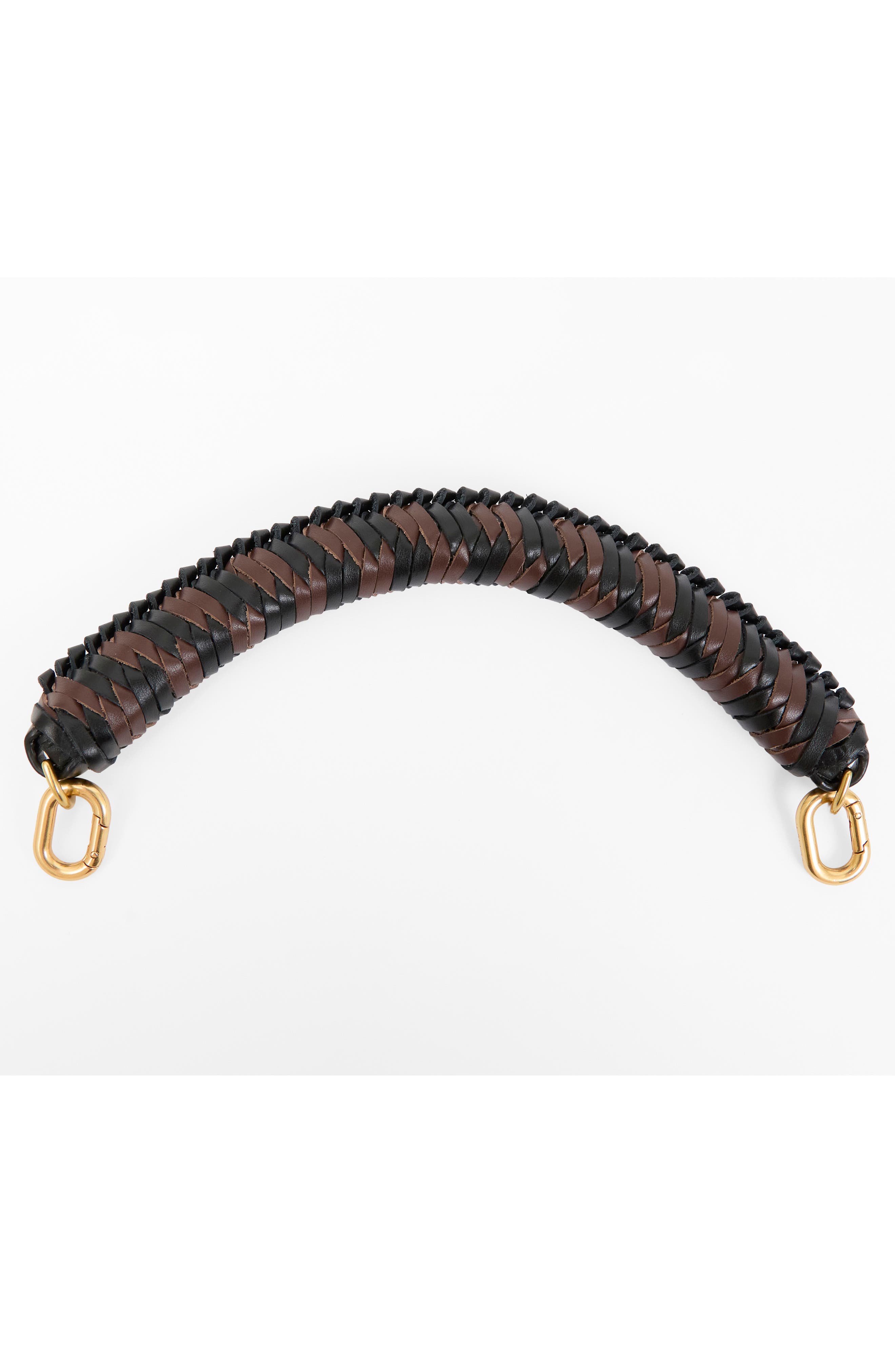 Braided Leather Top Handle, Alternate, color, BLACK/ CHOCOLATE