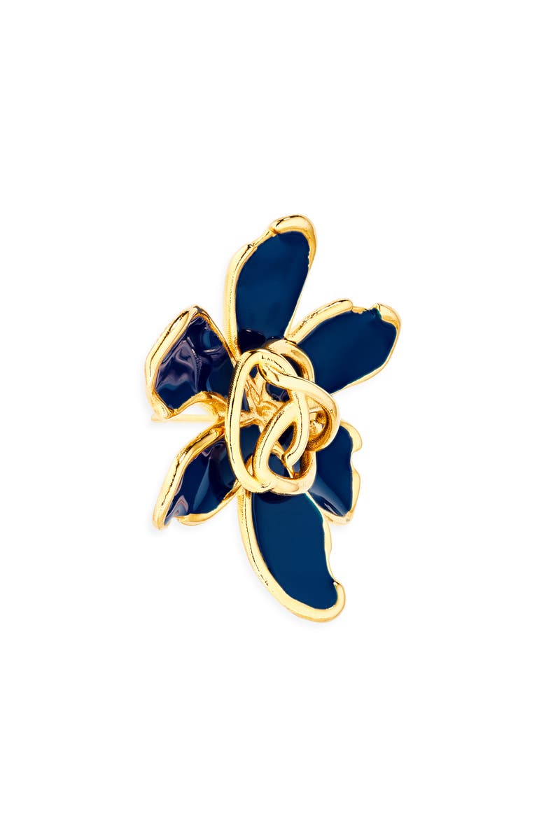 Oscar de la Renta O Enamel Flower Stud Earrings, Alternate, color, Navy