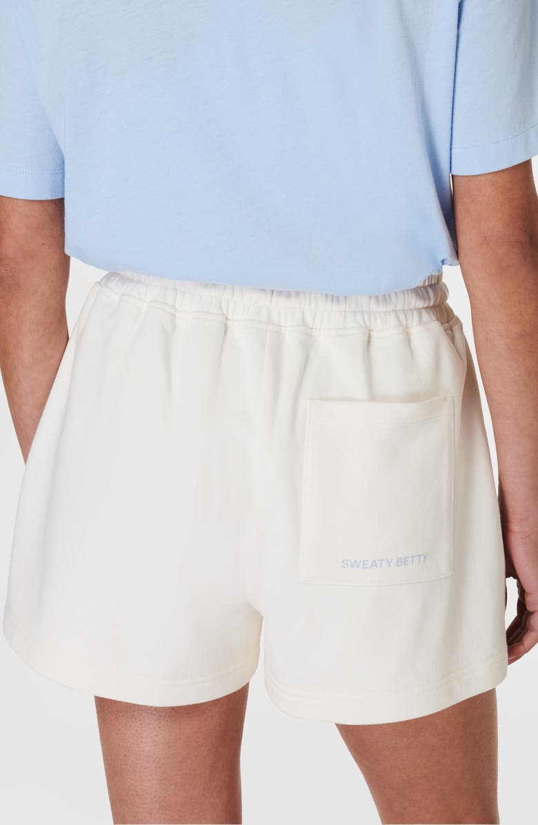 Sweaty Betty Revive Tie Waist Cotton Blend Shorts, Alternate, color, Lily White
