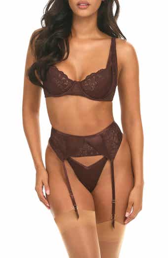Oh La La Cheri Adeline Underwire Bra, Strappy Garter Belt & Panties Set