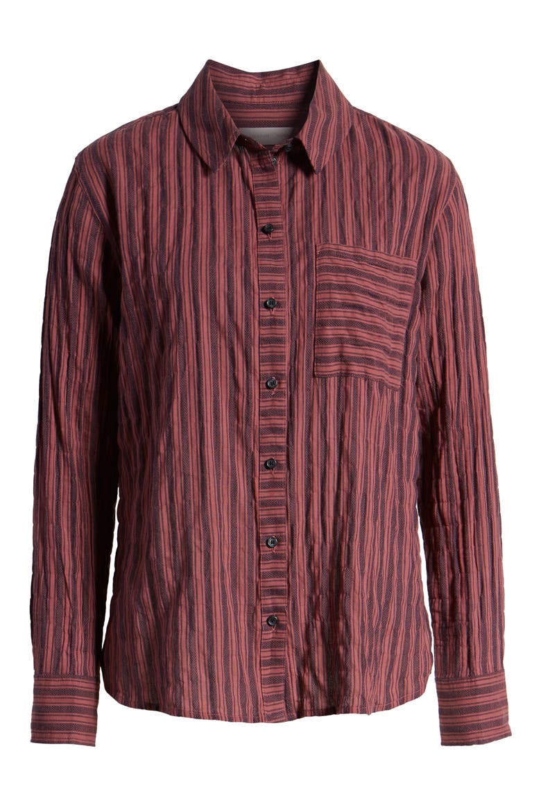 Dobby Stripe Boyfriend Shirt, Alternate, color, BURGUNDY BIRDY STRIPE