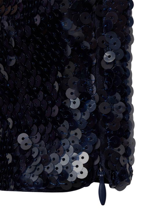 Shop Mango Off The Shoulder Sequin Crop Shirt In Blue