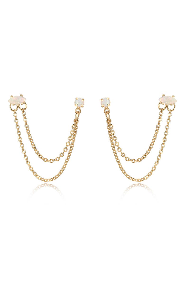 Ettika Double Piercing Chain Drop Earrings, Main, color,