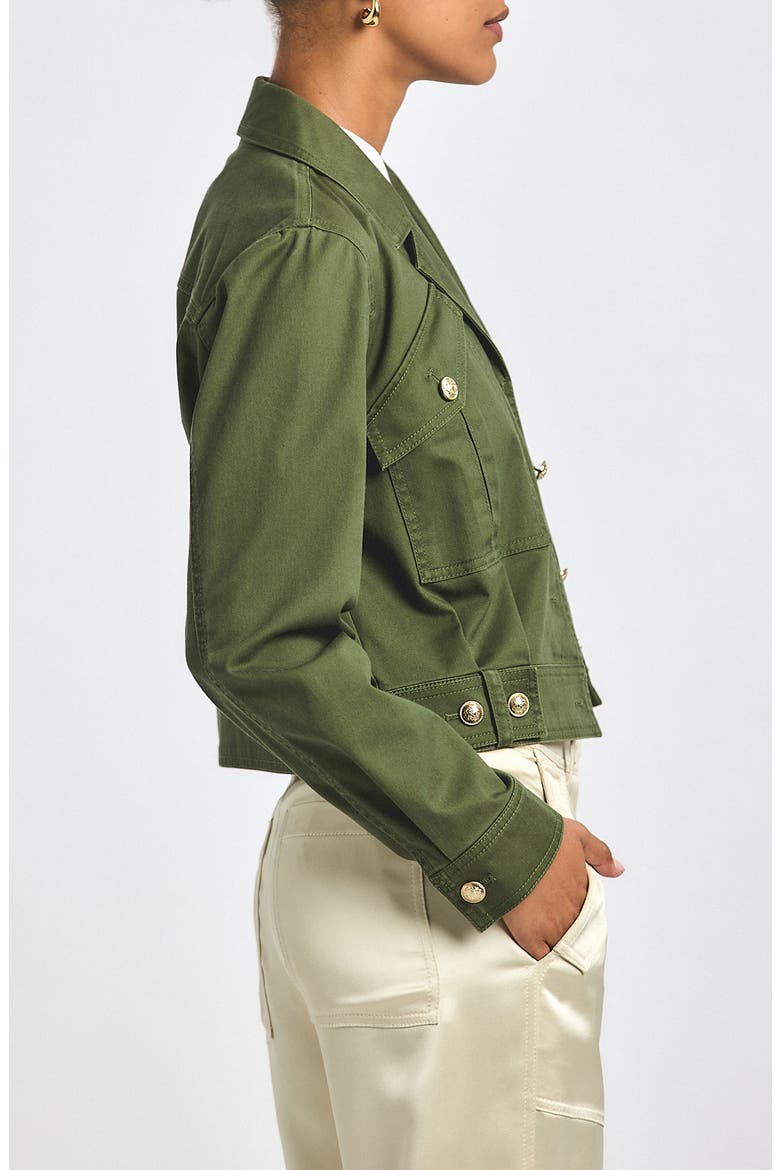 Celinora Crop Twill Jacket, Alternate, color, FATIGUE