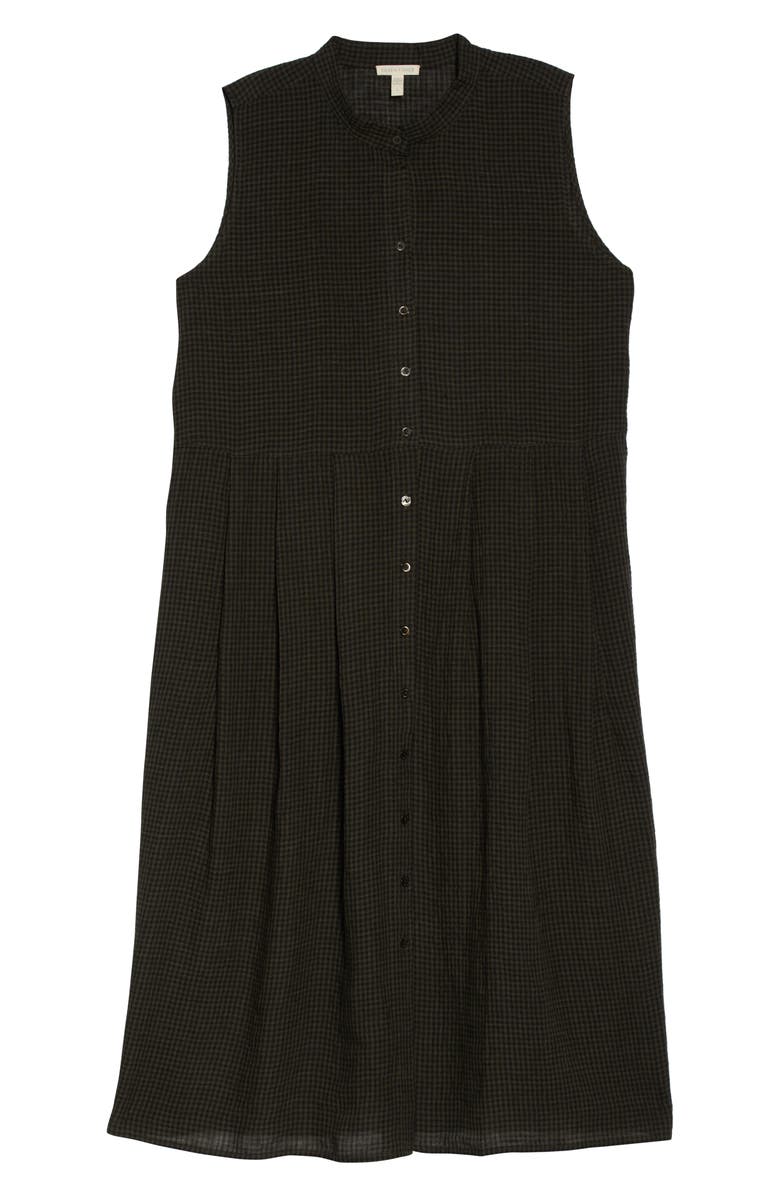 Eileen Fisher Band Collar Sleeveless Organic Linen Shirtdress, Alternate, color, 