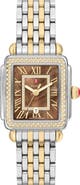 MICHELE Deco Madison Mid Two-Tone 18K Gold Plate Diamond & Mother-of-Pearl Bracelet Watch, 29mm x 31mm